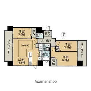 円山ザ・レジデンス【201号室】の間取り