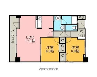 茶屋ヶ坂ライズ【902号室】の間取り