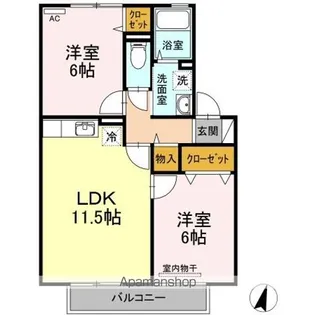 メゾンプリネール A棟【2階】の間取り