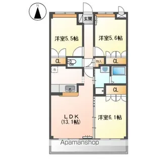 広島県福山市東手城町1丁目【アパート】の間取り