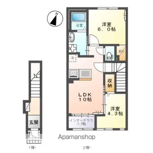 (仮称)前九年アパート工事【2階】の間取り