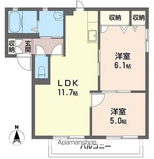 椎木ノ里3号館【202号室】の間取り