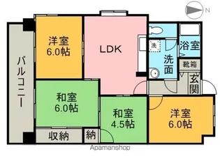 アサヒパレス港町【121号室】の間取り