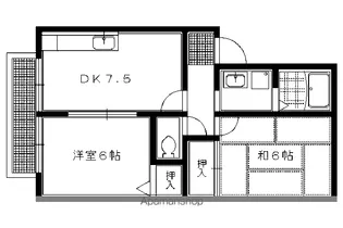 ハイカムールイーストパディー【201号室】の間取り