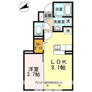グラード高田 B【1階】の間取り