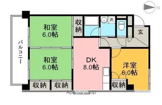サンハイツ谷村【4階】の間取り