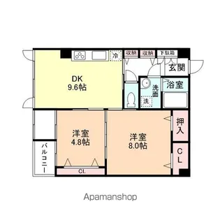 シャトー安野屋【4階】の間取り