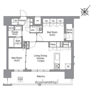 シーズンフラッツ渡辺通【11階】の間取り