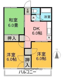 ハイツ丸山B棟【102号室】の間取り