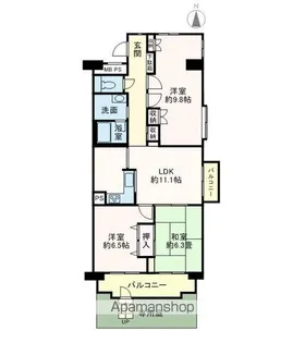 ライオンズマンション浦安【1階】の間取り