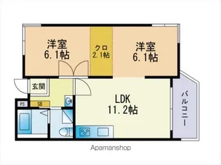 エバシオン平尾【103号室】の間取り