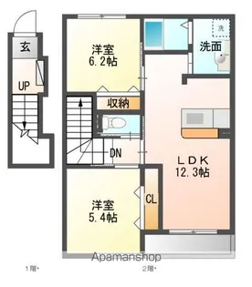 シェルル・ロコB【2階】の間取り