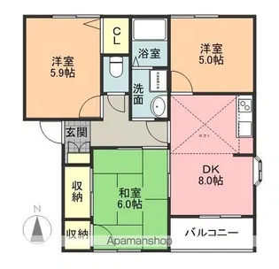 ベルサーチ植田【2階】の間取り