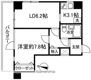 メゾンクレール【605号室】の間取り