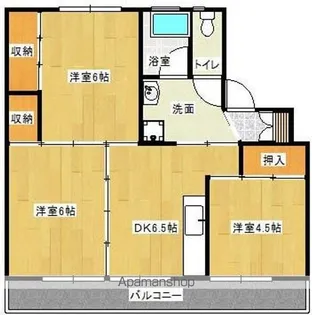 サンコーポラス田野【2-206号室】の間取り