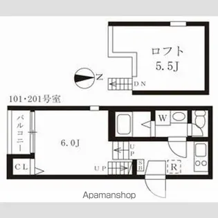 ハーモニーテラス栄生【2階】の間取り