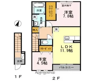 ドルチェ洲崎【2階】の間取り