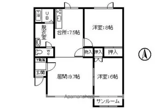 コーポ宝来A館【1A号室】の間取り