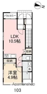 OPUS ONE A・B【A103号室】の間取り