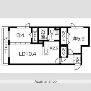 アルファスクエア菊水2条【5階】の間取り