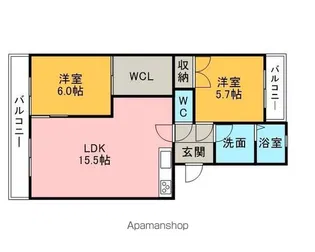 マンションやさか【3B号室】の間取り