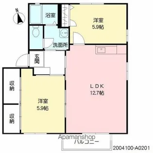 エクセルコート大原【201号室】の間取り