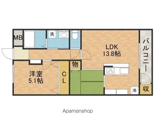 森田マンションA棟【1階】の間取り
