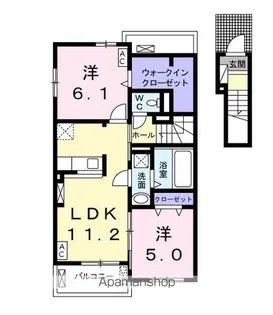 カレント ヒガシウズラA Ⅱ【2階】の間取り