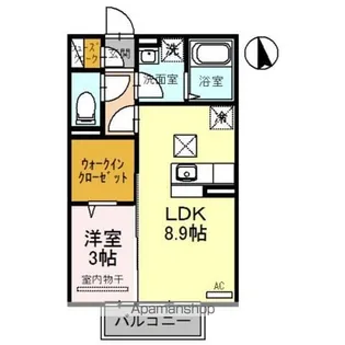 プレミアム九番館【102号室】の間取り