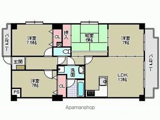 大阪府大阪市住吉区帝塚山西3丁目【マンション】の間取り