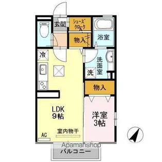 ヴィルヌーブ伍番街 A棟【1階】の間取り