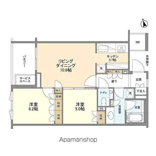 ザ・パークハウス広尾羽澤【2階】の間取り
