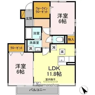 サントビーサウスヒル B【1階】の間取り