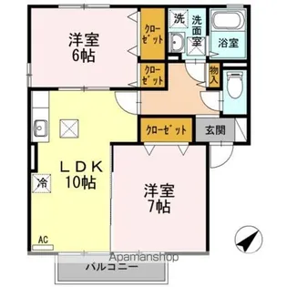 グランモア西市 A棟【A-101号室】の間取り