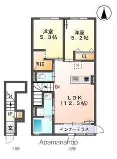 ユニヴァリィワイズⅠ番館【2階】の間取り
