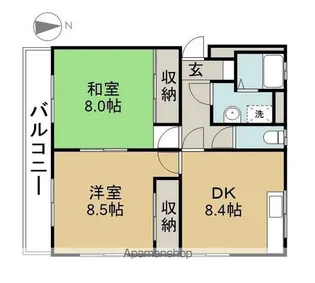 ベルデュール【201号室】の間取り
