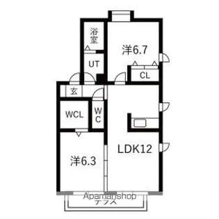 エクレール小田井【102号室】の間取り