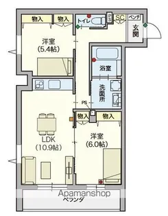 オカバ練馬平和台ヘーベルVILLAGE【2階】の間取り