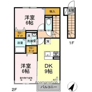 リバークレスト Ⅱ【2階】の間取り