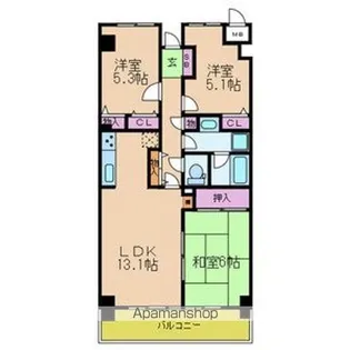 エクセル熊取【3階】の間取り