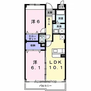 ウッド ベル フィオーレ【2階】の間取り