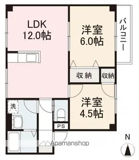 グリーンアレイ26 C・F【F202号室】の間取り