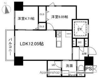 グラン・ドミール小田原山本丁【1201号室】の間取り