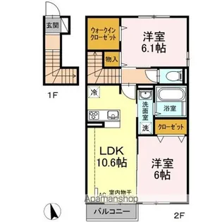 クリスタルハイツ B【2階】の間取り