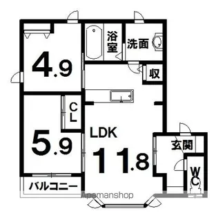 エクスプライス緑陽A【202号室】の間取り