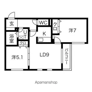 フラッツ本郷通【103号室】の間取り
