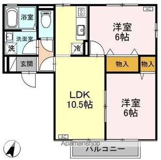 リバープレートつくし A【2階】の間取り
