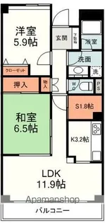 ウィスティリア中田【406号室】の間取り