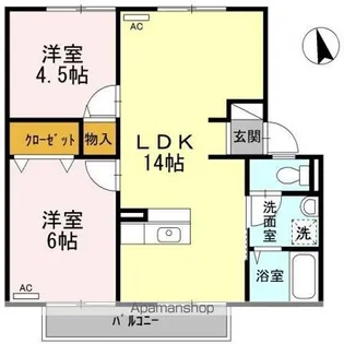 太田田園ハイツ B棟【1階】の間取り