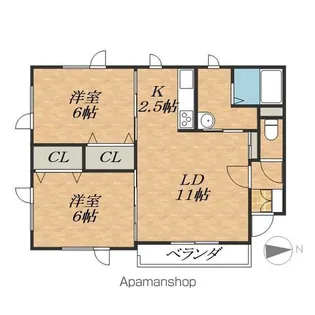 コーポハッピーリバーⅡ【1階】の間取り